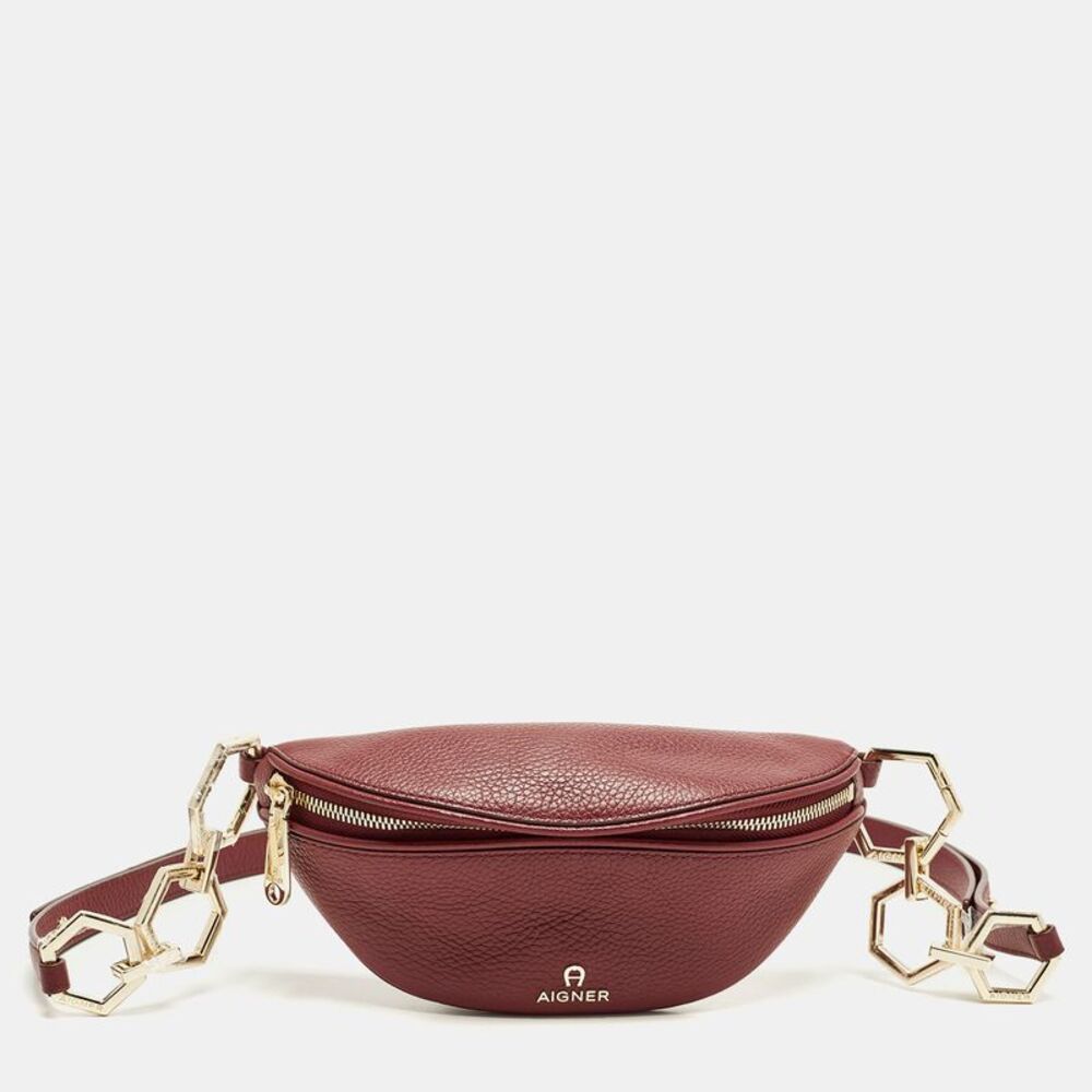 Aigner Serena Small Burgundy Leather Belt Bag